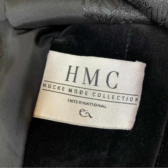 HMC Hucke Mode Collection Tweed Plaid Velvet Buttoned Jacket Purple Black US 8 - Picture 7 of 9